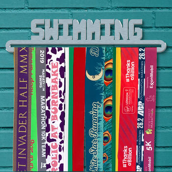 Medal Hanger Display | 'Swimming' | Metal Wall Mounted Swimming Medal Holder, 2 of 5