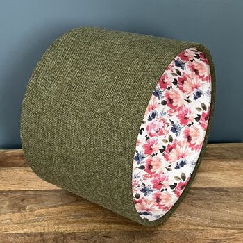 Camilla Tussock Green Tweed Floral Lined Lampshades, 7 of 7