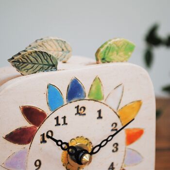 Small Clock With Bright Rainbow Coloured Petals, 4 of 8