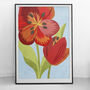 Red Floral Wall Art Print, Modern Flower Illustration, Botanical Home Decor, thumbnail 1 of 3