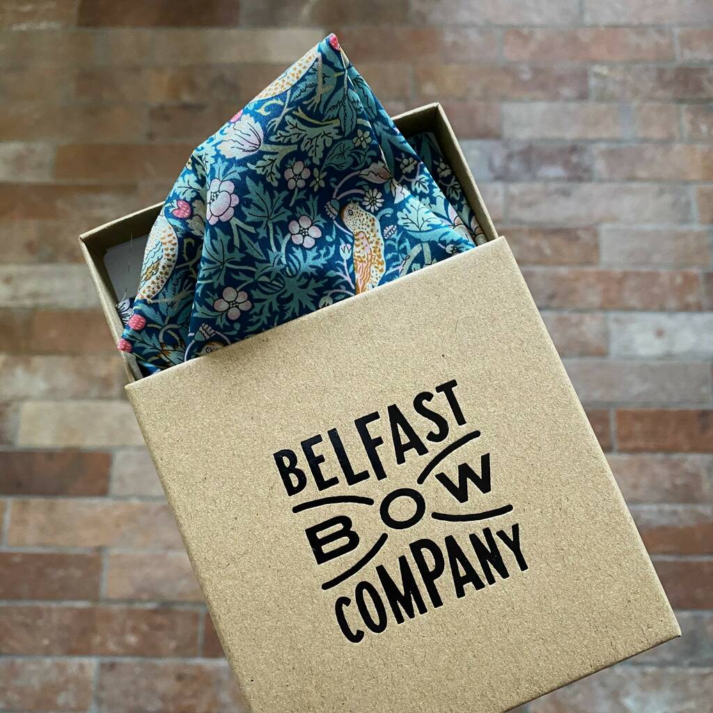 Liberty Pocket Square In Green Strawberry Thief By Belfast