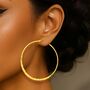 Battered Sterling Silver Large Hoop Earrings, thumbnail 4 of 5