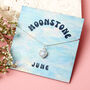 Sterling Silver June Rainbow Moonstone Necklace Card, thumbnail 1 of 7