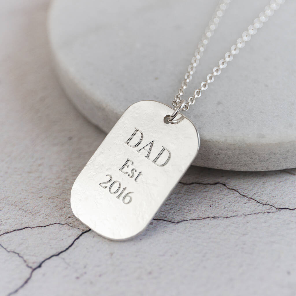 Sterling Silver Personalised Men's Dog Tag Necklace By Lucy Kemp Silver
