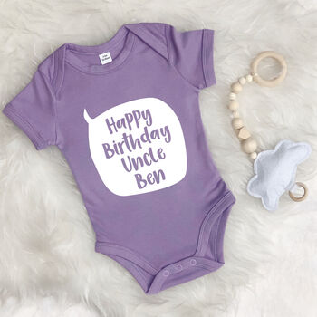 Personalised Happy Birthday Auntie Or Uncle Babygrow, 7 of 10