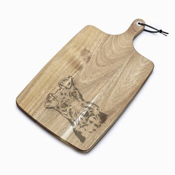 Personalised Wire Fox Terrier Engraved Acacia Serving Board, 2 of 2