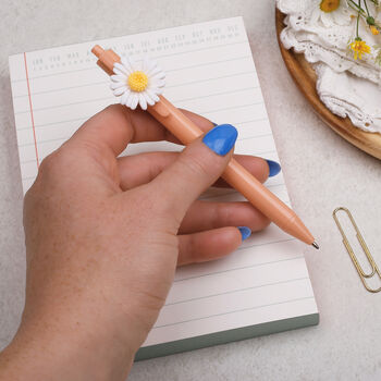 Light Peach Ballpoint Pen With Daisy Flower, 2 of 4