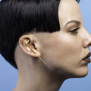 Garnet Rose/Gold Plated Silver Ear Cuff Earrings, 2 of 4