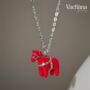 Sterling Silver Red Enamel Horse Pendant Necklace, thumbnail 1 of 6