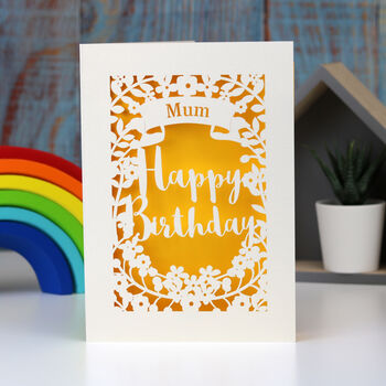 Personalised Papercut Happy Birthday Mum Card, 5 of 6