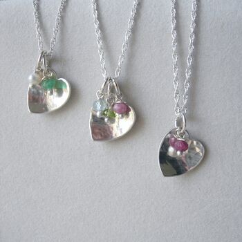 Birthstone Hammered Heart Necklace, 2 of 6