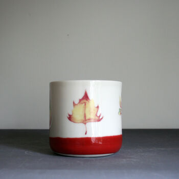 Ceramic Mug Red Leaf Design, 3 of 4