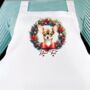 Dog Christmas Wreath Personalised Apron. Multiple Breeds And Colour Options, thumbnail 11 of 12