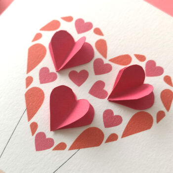 Valentines Paper Heart Hot Air Balloon Card, 5 of 6