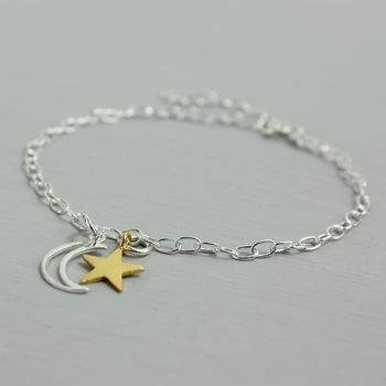 Sterling Silver Moon And Star Bracelet, 4 of 8