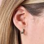 Green Crystal Huggie Hoop Earrings, thumbnail 2 of 9