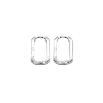 Sustainable Silver Square Midi Hoops, 4 of 5