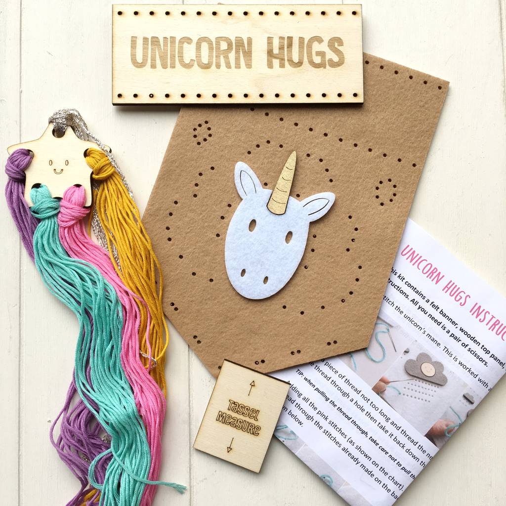 make your own unicorn hugs banner sewing kit by just toppers ...