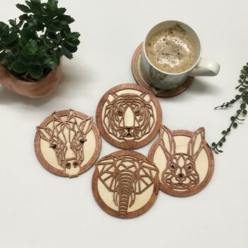 Layered Wooden Animal Coaster Sets, 3 of 11