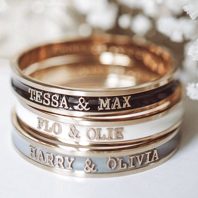 Kids Name Bangle In Gold Silver Or Rose Gold, 1 of 12