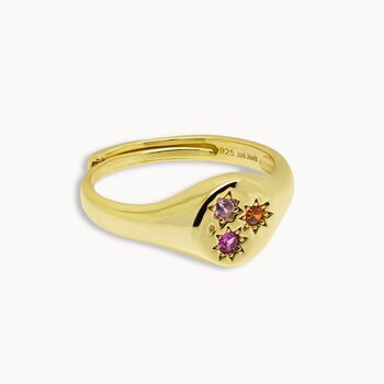 Starburst Jewelled Adjustable Signet Ring, 3 of 11