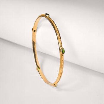 Saraswati Gold Plated Chrome Diopside Stacking Bangle, 2 of 9
