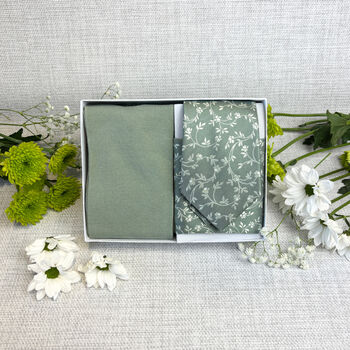 Wild Sage Leaves Wedding Tie Set, 3 of 4