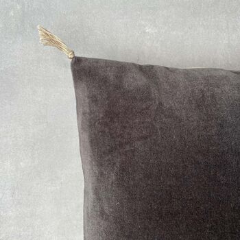 The Velvet And Linen Cushion Charcoal Grey, 3 of 8