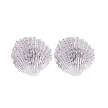 Silver Seashell Stud Earrings, 3 of 10