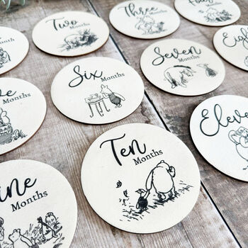 Pooh Bear Wooden Baby Milestone Discs Set Baby Gift, 8 of 9
