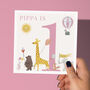 Safari Parade Personalised 1st Birthday Card, thumbnail 1 of 5