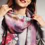 Pure Wool Muted Bouquet Floral Print Scarf, thumbnail 2 of 8