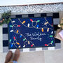 Personalised Navy Christmas Lights Family Doormat, thumbnail 1 of 4
