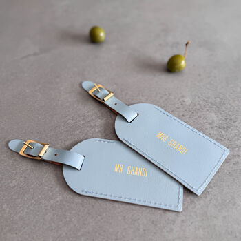 Something Blue Wedding Leather Luggage Tag, 6 of 7