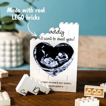 Personalised Baby Scan Photo Lego® Block Gift For Expectant Dads: First Father's Day From Bump, 2 of 12