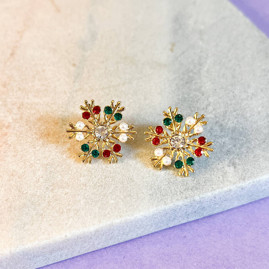 Festive Snowflake Stud Earrings, 1 of 1