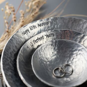 Personalised Aluminium Bowls Gift Set, 10th Year Gift, 3 of 6