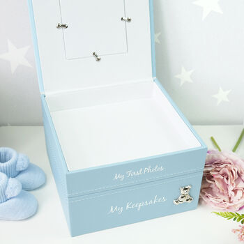 Personalised Baby Keepsake And Photo Box In Blue, 4 of 11