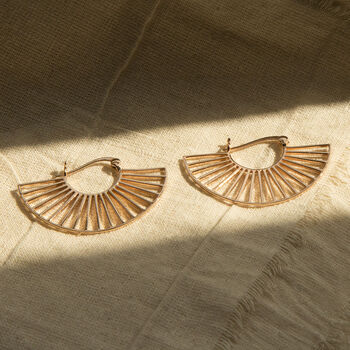 Sterling Silver Art Deco Sunshine Hoops, 4 of 8