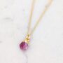 July Birthstone Necklace, Ruby, Gold Plated, thumbnail 3 of 6