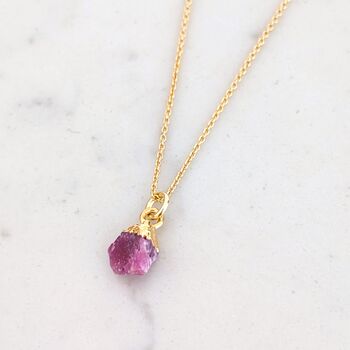 July Birthstone Necklace, Ruby, Gold Plated, 3 of 6