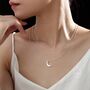 Sterling Silver Double Layer Moon Necklace With Satellite Chain, thumbnail 2 of 11