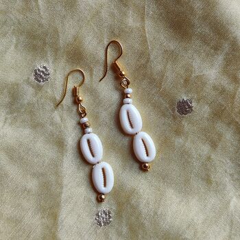 Two Cowrie Dainty Sea Shell Drop Earrings, 6 of 6