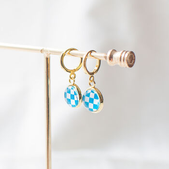 Sky Blue Checkered Earrings, 3 of 7