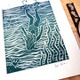 Wild Swimming Lino Print, thumbnail 4 of 4
