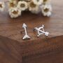 Mismatched Cz Bow And Arrow Stud Earrings In Sterling Silver, thumbnail 1 of 10