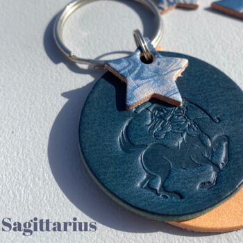 Personalised Zodiac Birthday Leather Keyring, 10 of 12
