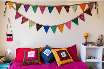 Upcycled Sari Flags, Handmade Bunting, Multicoloured, 2 of 12