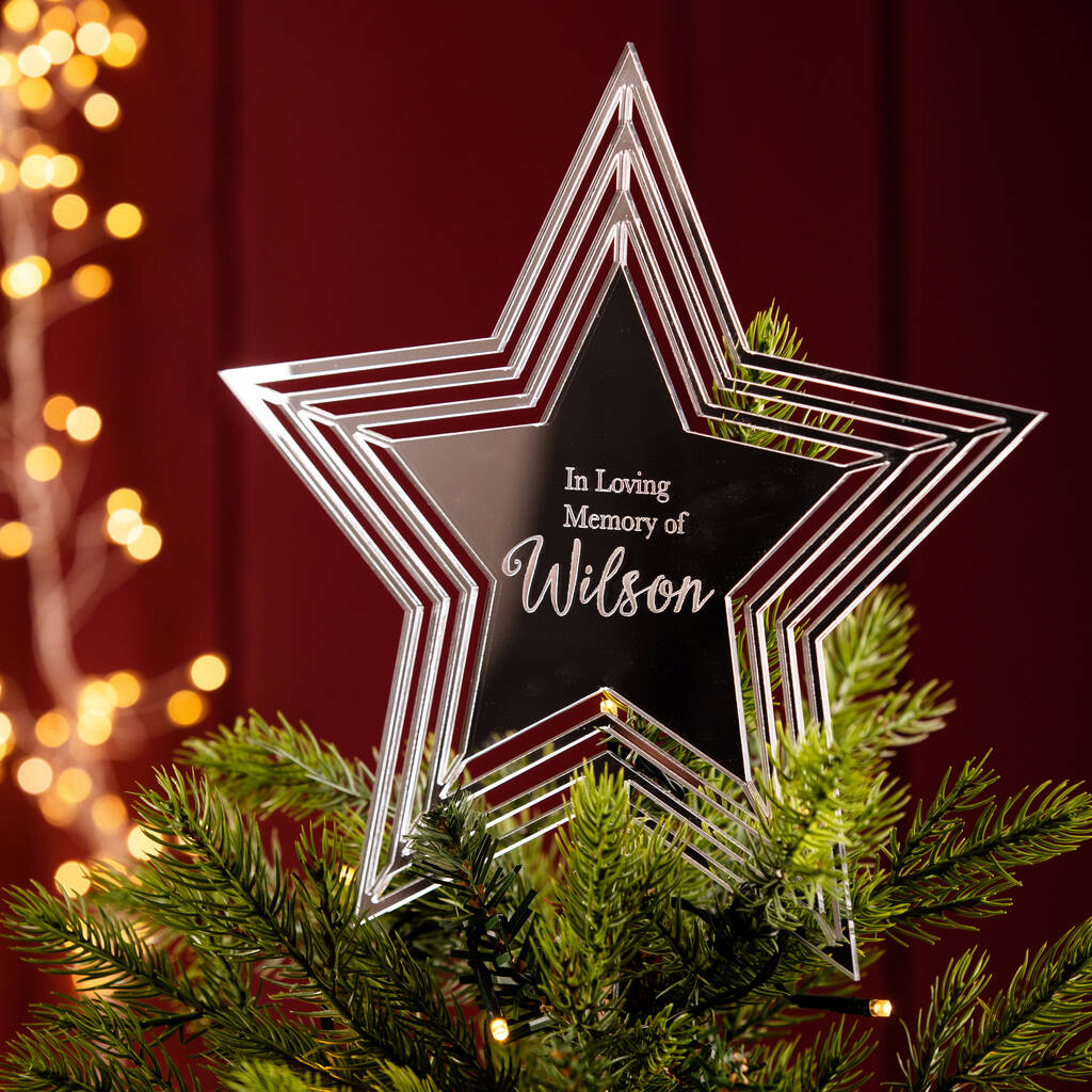 Personalised Memorial Star Christmas Tree Topper, 1 of 4
