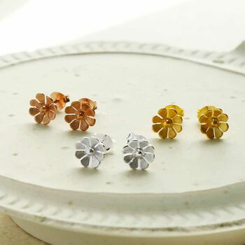 Sterling Silver Dainty Daisy Studs, 2 of 12